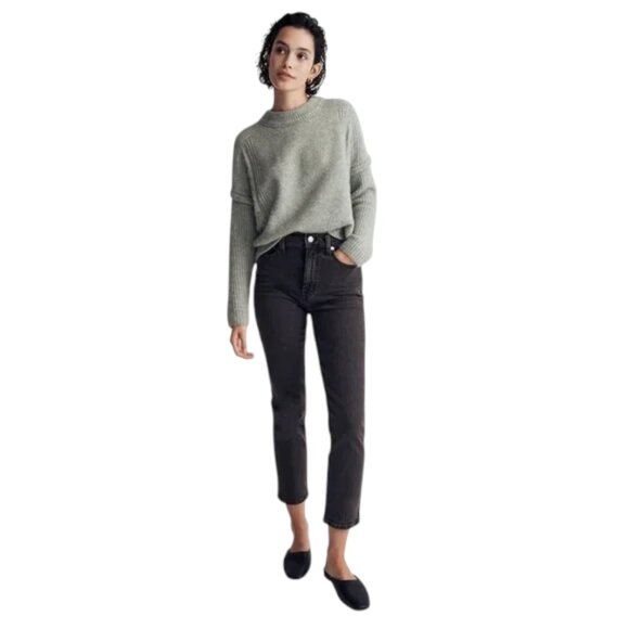 Madewell Havener Frosted Sage Alpaca Wool Blend Cable Sweater - Picture 3 of 13